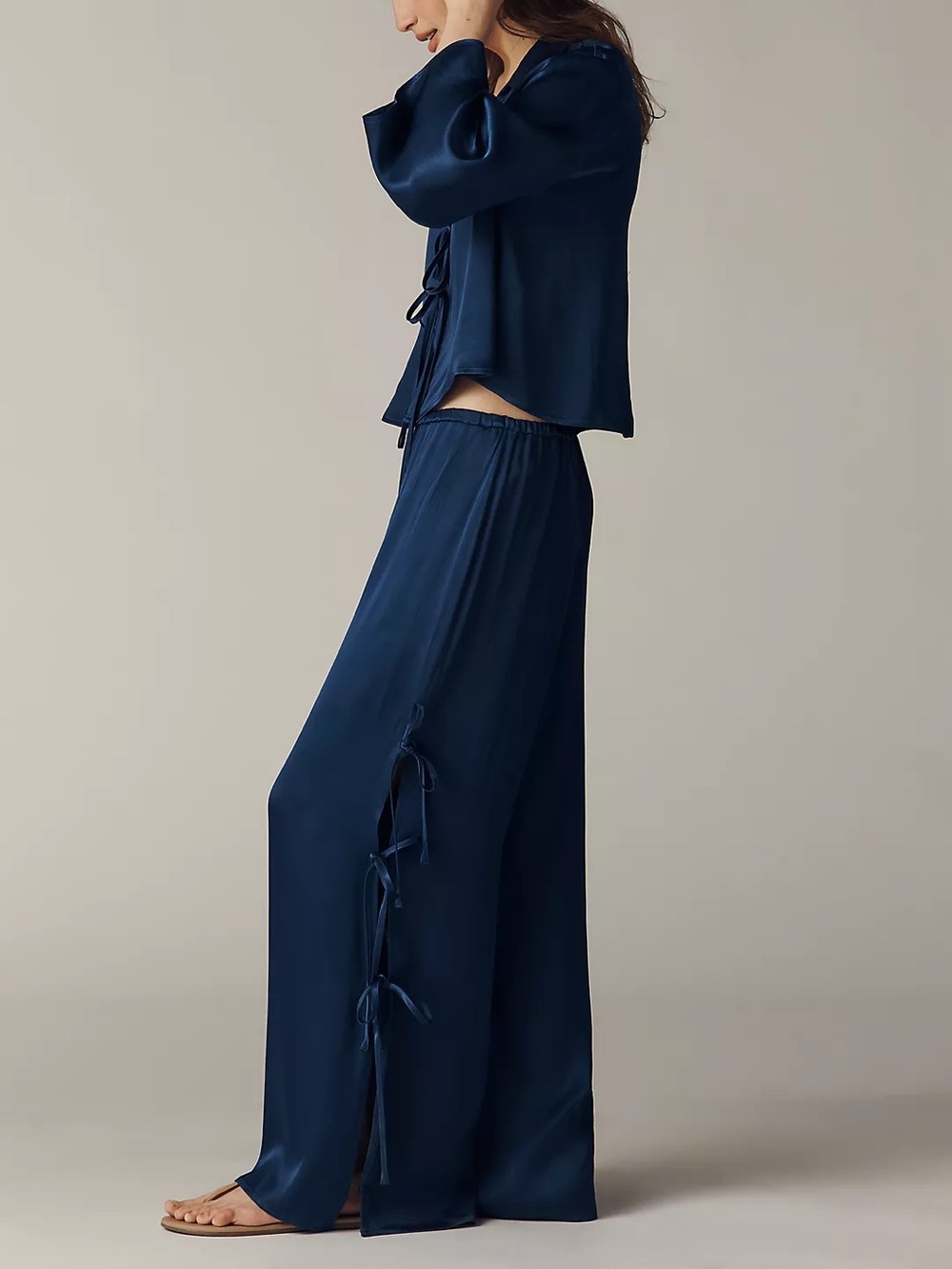 Anthropologie Maeve Silken Tie Wide-Leg Pants